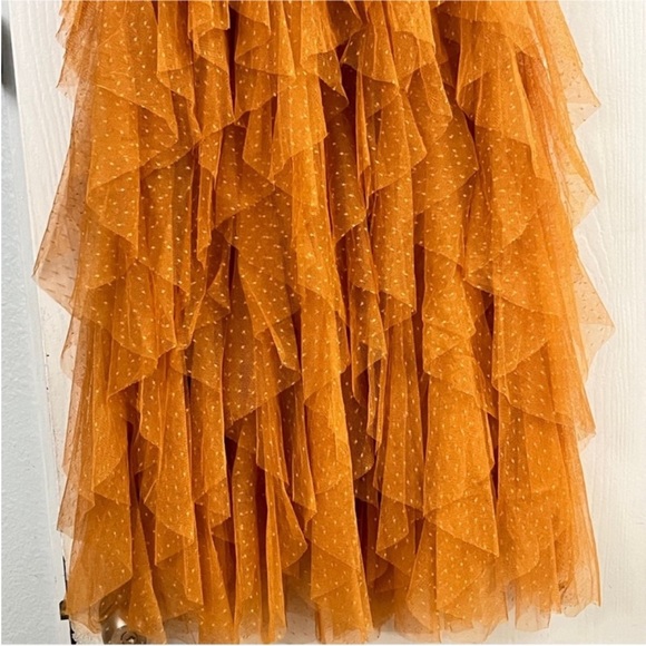 Anthropologie Tesia Tiered Pull-On Orange Burnt  Skirt Size XXS - Picture 9 of 12